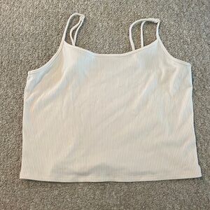 American Eagle Ribbed White Crop Tank
